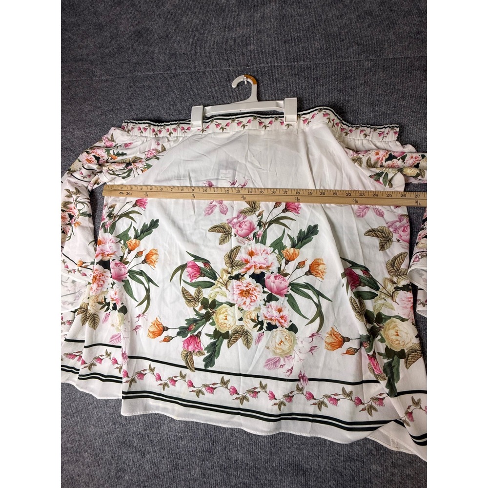 City Chic Tuscan Scarf Top Ivory Floral Off Shoulder Bell Sleeve XL 22 00202972 - Picture 4 of 8